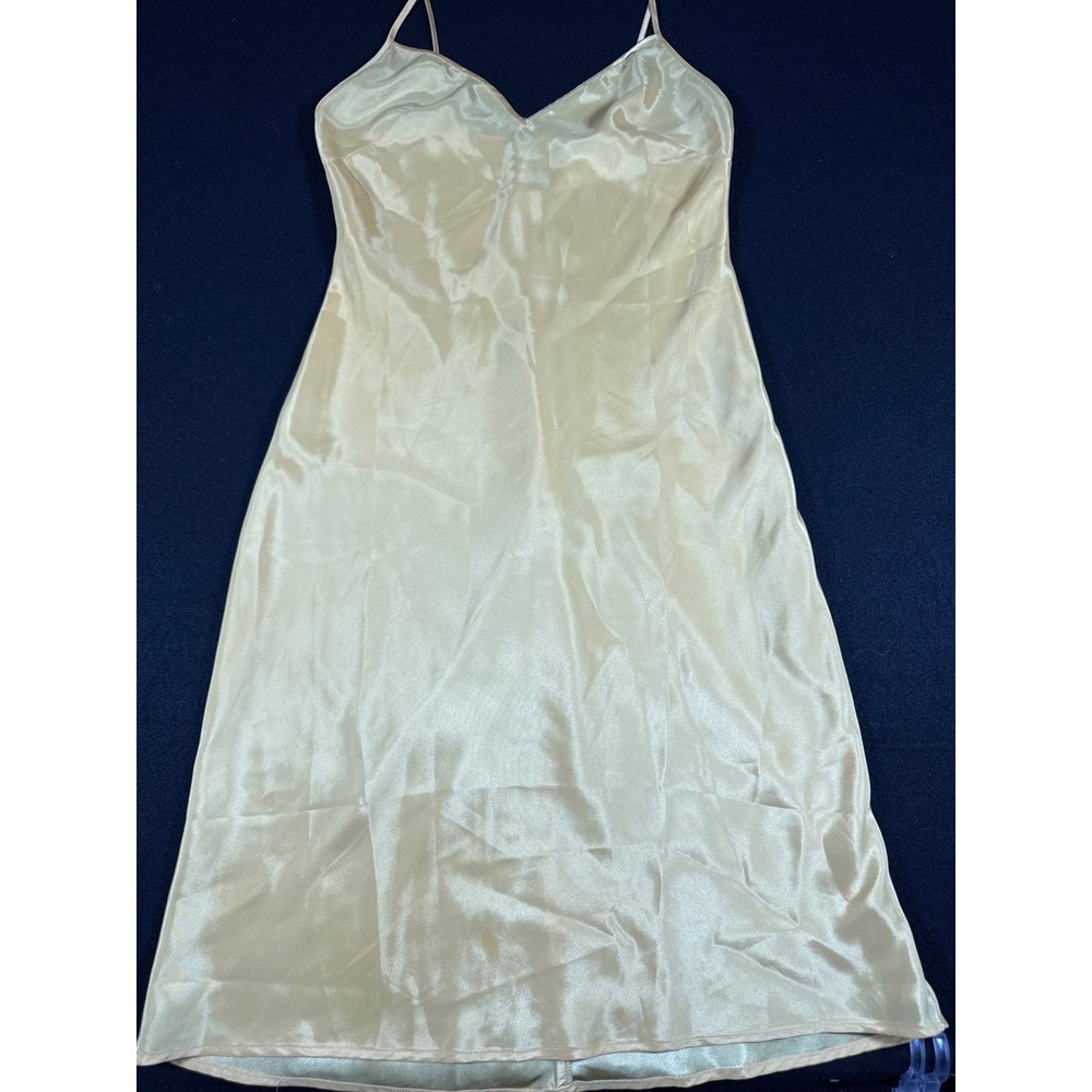 Laundry by Shelli Segal Yellow 100% Silk Midi Slip Dress V-Neck Size 6 - Picture 2 of 10